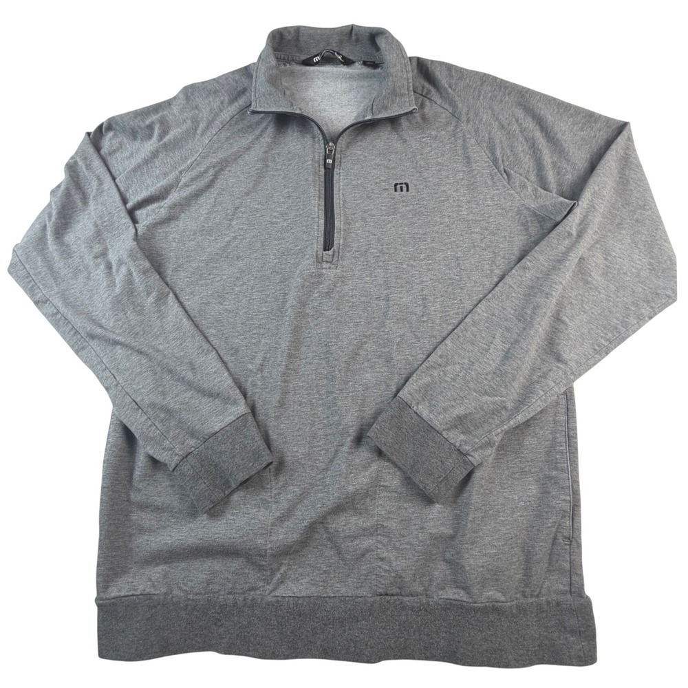 TravisMathew Mens Gray Quarter Zip Pullover Sweatshirt Size M Heathered Golf